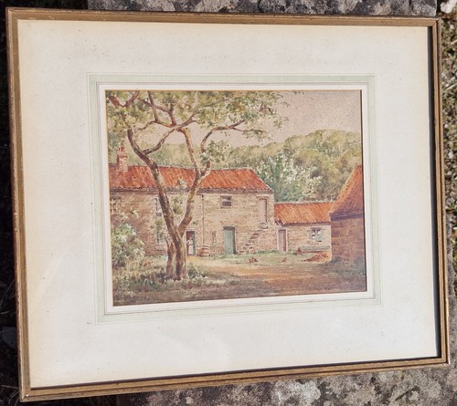 Ernest Burn Original Watercolour Painting, On a Yorkshire Farm, Farmhouse Scene