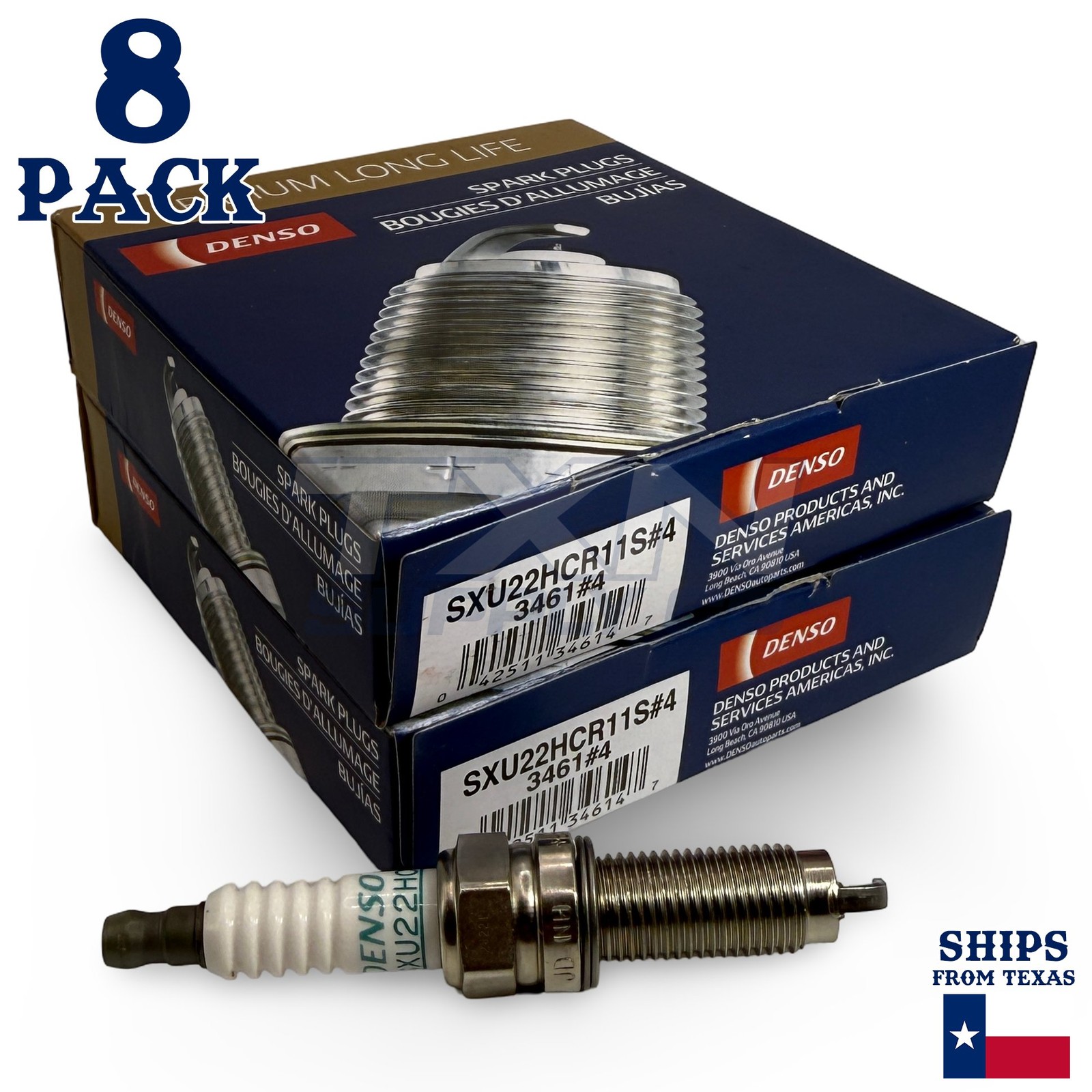 8 Pack Denso 3461 Iridium Long Life Spark Plugs SXU22HCR11S