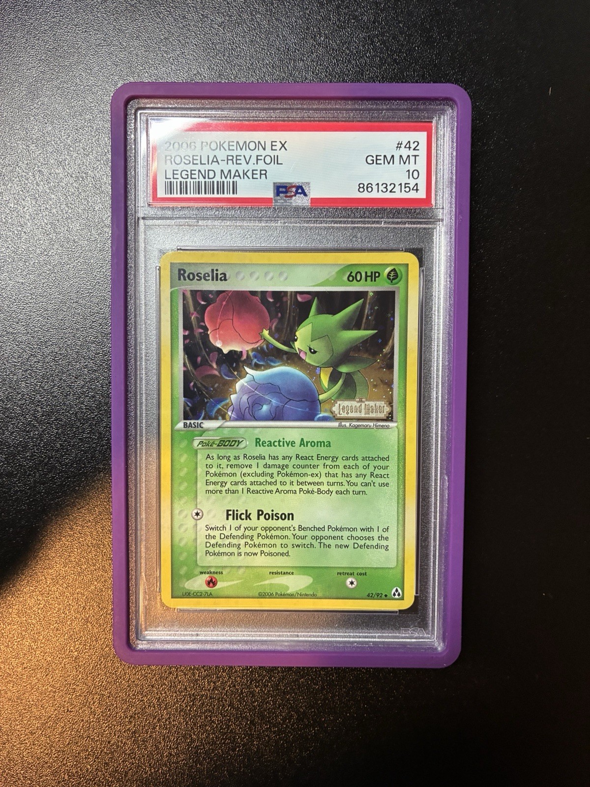 Pokemon Roselia EX Legend Maker Reverse Holo #42 PSA 10 Gem Mint