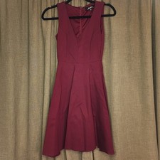 Lulus Women's Sz XS Skater Dress Lawson A Line Burgundy Red Sleeveless Retro 