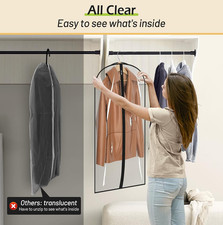 All Clear Garment Bags for Hanging Clothes 40" Suit Bags for Closet Storage P...