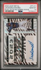 Jackson Chourio 2022 Leaf Metal Flight 2023 Zebra Wave Auto 1/1 PSA Gem Mint 10!