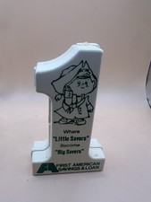 Vtg First American Savings And Loan Plastic Bank 5" Tall Kid Bank