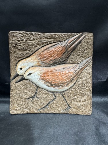 Lois Need Signed Handmade Art Tile Sanderling Sand Piper Bird Wall Plaque