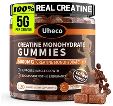 Coffee Flavor Creatine Monohydrate Gummies for Men & 1 Count (Pack of 120) 