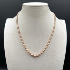 Peach Faux Pearl Graduated Necklace Ornate Clasp Coquette Bridal Jewelry Gift