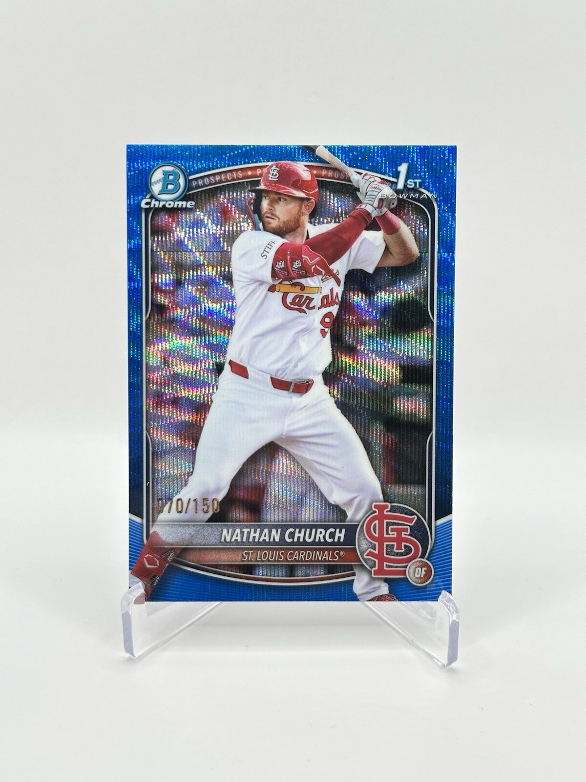 2025 Bowman Chrome Nathan Church Blue Wave Refractor #/150 BCP-192 Cardinals🔥