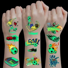 120 PCS Soccer Ball Glow in the Dark Temporary Tattoos Sports Party Favors Suppl
