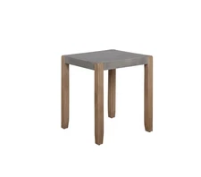 Wood End Table 21 Inch Square Faux Concrete Living Room Lacquer Light Amber