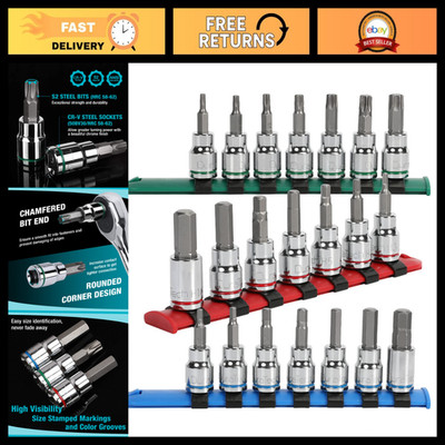 21-Piece 3/8'' Drive Torx Allen Bit Socket Set - Durable, High-Precision Tools