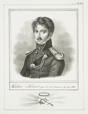 C. STUDER (19.Jhd), Portr&auml;t T. K&ouml;rner (1791-1813), Lithographie Romantik