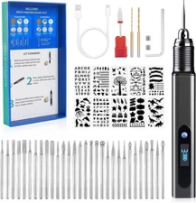 Rechargeable Cordless Engraving Pen Kit 33 Bits 10 Stencils DIY Etching Tool Set