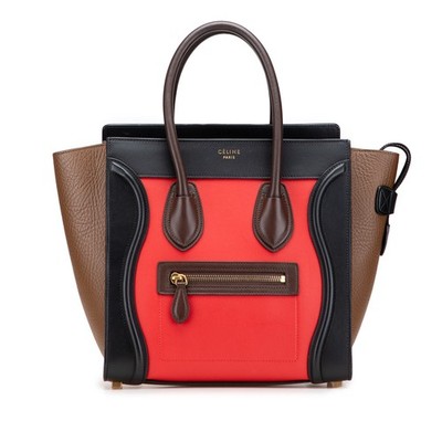 Celine Micro Tricolor Leather Gepäck Tote Pre-Loved Multi