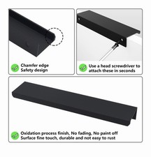 5 Pack Black Cabinet Handles Modern Finger Edge Pulls for Cabinets 5.9inch/15...