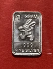 Solid Silver Easter Bunny! 1 Gram Fine Silver Bar .999 Pure! Great Easter Gift!