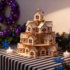 Christmas Advent Calendar Gift Wooden Decorative Countdown for Xmas New Year