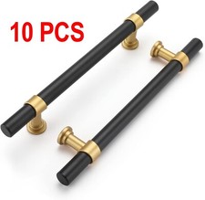 10 PCS 7.5" Black Cabinet Pulls Black Gold Cabinet Handles Barrel Handles 5" C