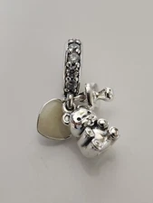 AUTHENTIC PANDORA BABY TEDDY BEAR DANGLE CHARM #792100CZ