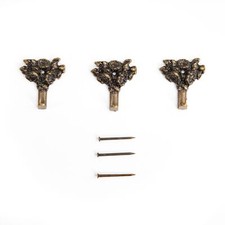 Kit 3 Ganci Per Quadro, Specchiera, Cornice, serie BRONZO BOUQUET 3,1x3,4 cm