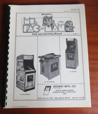 MS. PAC-MAN BALLY MIDWAY 1982 ARCADE MACHINE PARTS OPERATING MANUAL RARE 80er