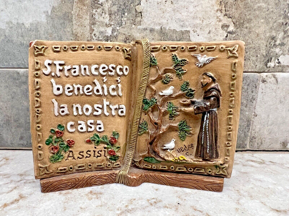 Saint Francis Of Assisi Made In Italy Resin Bible Figurine