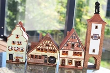 Ceramic house Christmas village Ceramic Candle Holder Rothenburg Germany Decor