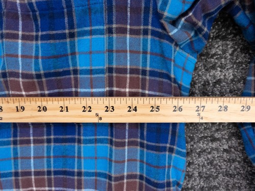 LL Bean Bathrobe Mens Large Blue Scotch Plaid Flannel 100% Cotton Cabincore - Picture 7 of 11