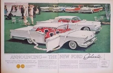 1956 Ford Motor Company Lineup, Thunderbird Convertible, Continental Print Ad 