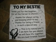 To My Bestie Pillow Cover Zips Shut EUC 17" x 17" (SU86)