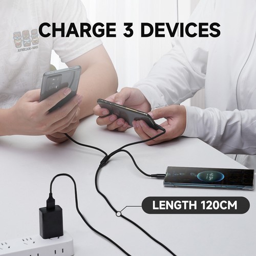 Cable de carga 1,2 M Nylon rápido 3 en 1 cable de carga múltiple para todos los teléfonos móviles ALLPOWERS - Imagen 6 de 10