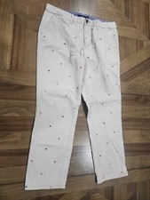 Tommy Hilfiger Chino Pants Sz 14 Tan Beige Logo Flag Print Womens