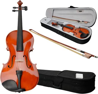 15-Inch Wooden Acoustic Viola set for Adults and Beginners, Solid Handmade Viola