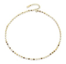 Girl / Women Titanium Stainless Steel Wafer Round Choker Chain necklace 15-17.5"