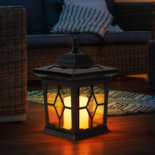 2er Set LED Solar Garten Steck Laternen Lampen schwarz Erdspieß Dekoration Außen - Bild 9 von 10