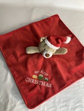 BABY STARTERS My 1st Christmas Lovey Plush Rattle Gr Brown Bear Red Soft Blanket