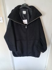 Brand New With Tags Great Plains Womens Fleece Overcoat Jacket Black Size 14