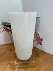 Vintage E.O. Brody Co. Milk Glass Scalloped/Swirl Vase 7" Tall