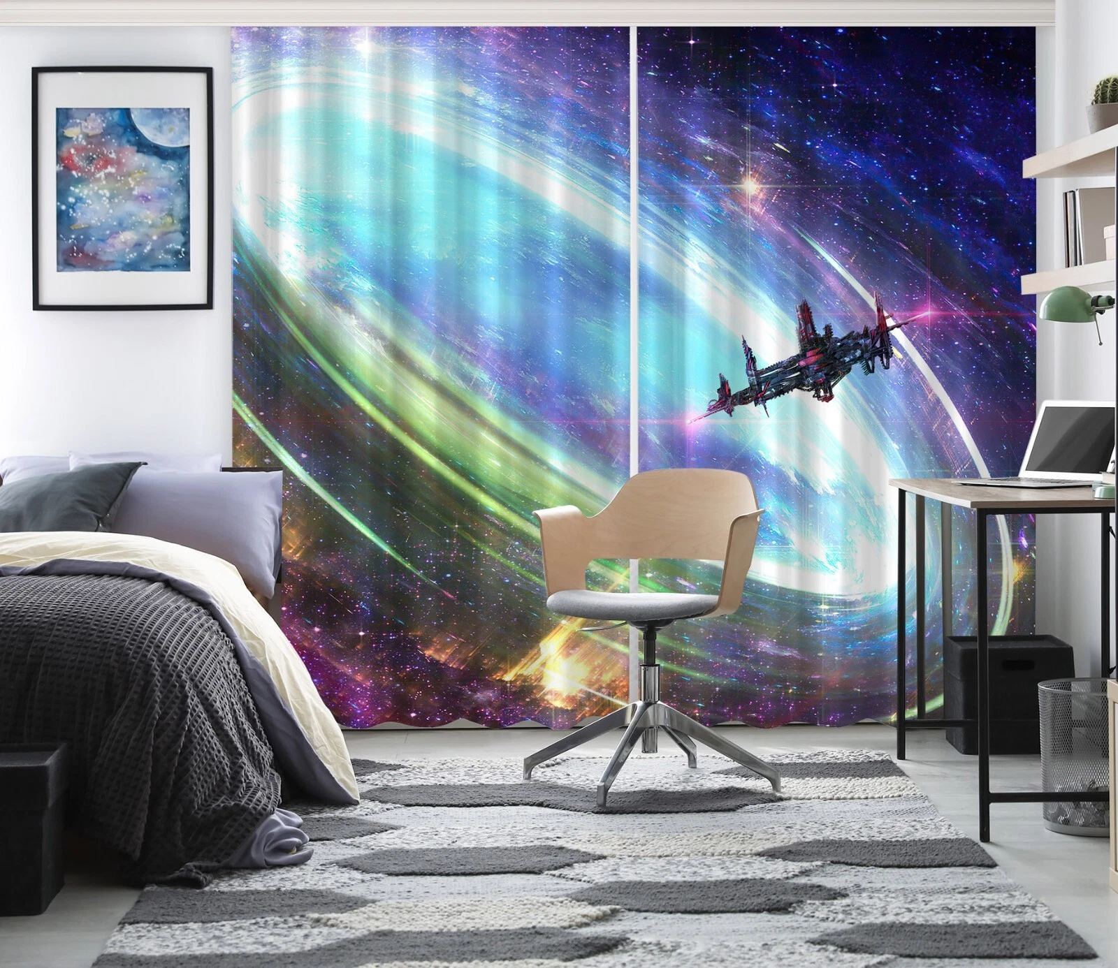 3D Galaxy Vortex ZHUC326 Photo Curtain Window Blockout Fabric Vera 2023