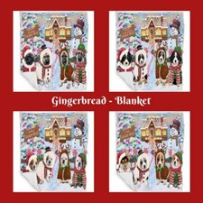 Christmas Gingerbread Cookie Shop Dog Cat Pet Woven Warm Soft Blanket Bedroom