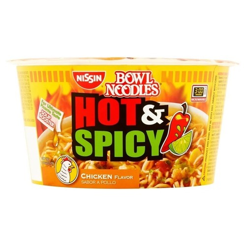 Nissin Foods Hot & Spicy Ramen Noodle Soup, Chicken Flavor, 3.32 oz Bowl - 第 1/3 張圖片