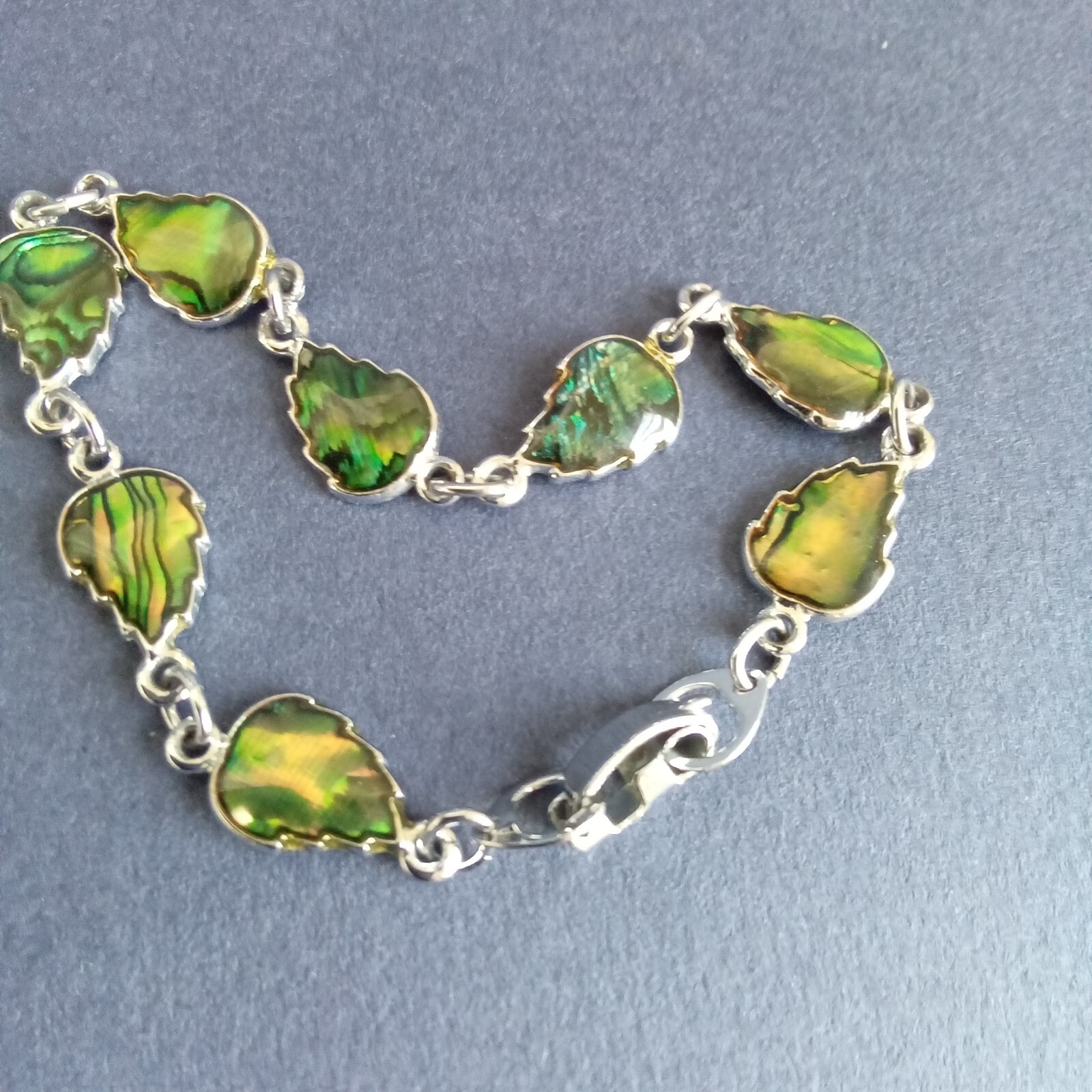 Silver Tone  Abalone Link Bracelet - image 7