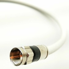 25ft WHITE RG-6 COAX DIGITAL CABLE TV INTERNET WIRE GROUDING MALE F-CONNECTOR