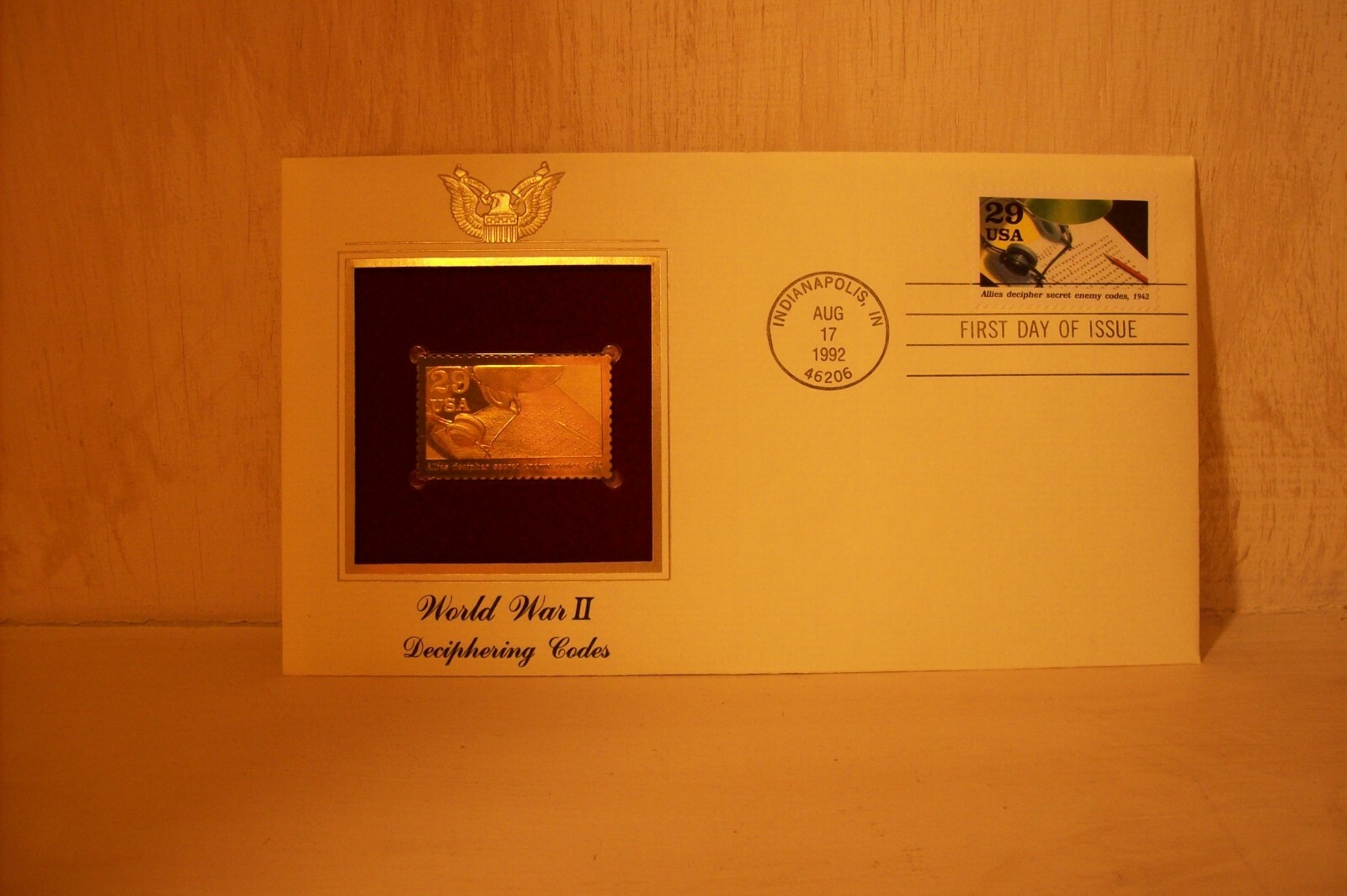postal commemorative society 22k gold plated stamps ww2 deciphering