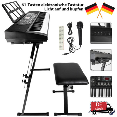 Kinder Digital 61 Tasten Keyboard E-Piano Klavier mit Notenständer Lernfunktion
