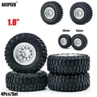 FLYXM 1.0" Metal Beadlock Wheel Tires 50/54mm + Rims For 1:24 RC Axial SCX24