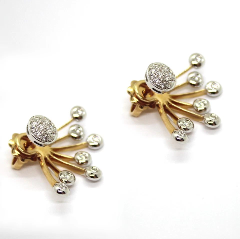 Pendientes de Oro Rosa Y Blanco 18k Colgantes con Diamante en un Patrón Radial - Imagen 2 de 2