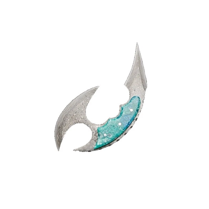 Karambit Hoja de Acero Damasco caza Cuchillos de Hoja Fija De Colección