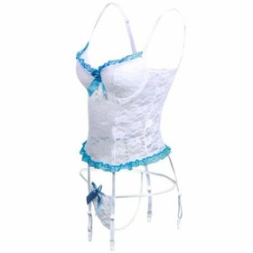 Womens Sexy Lace Bodysuit Lingerie Set Babydoll Nightwear with Garter Belts Set