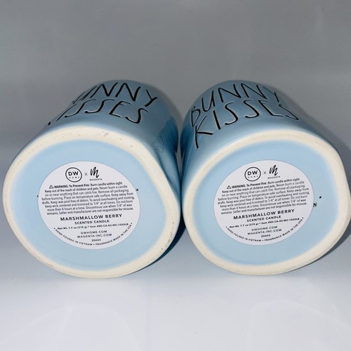 2 RAE DUNN Blue Bunny Kisses Marshmallow Berry Hand Poured CANDLE 7.7 oz NEW - Picture 4 of 6