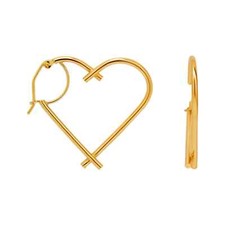 14K Yellow Gold Heart Hoop Earring for Women Lady Love 3 Sizes Piece Pairs
